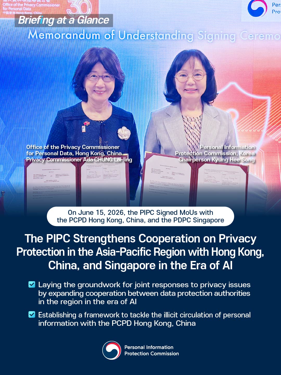 The PIPC Strengthens Cooperation on Privacy Protection in the Asia-Pacific Region with Hong Kong, China, and Singapore in the Era of AI